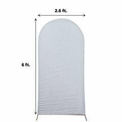 6 ft SILVER Metallic Fitted Spandex Round Top Arch STAND COVER Party Events