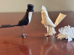 Vintage Bird Bride & Groom Wedding Cake Toppers + Silk Corsage – Custom Made!