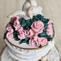 Enesco Made From Scratch Love Birds Wedding Cake Topper Pink Roses