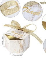 50pcs Marble Wedding Party Favor Boxes, Gold Candy Boxes, Bridal / Baby Shower