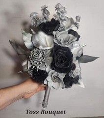 Silver Black Rose Calla Lily Sola Wood Bridal Wedding Bouquet Accessories