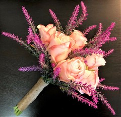 Light Pink Faux Flower Roses with Lavender Accents Bridal Wedding Bouquet