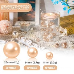 Vase Filler | 150PCS Pearls Bead for Centerpieces Vases | 8/14/20 mm Champagne