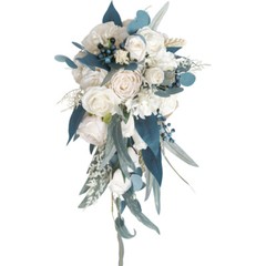 Peacock Blue Bouquet Silk Fake Flowers Bridal Drop Shape Wedding Supplies Decor