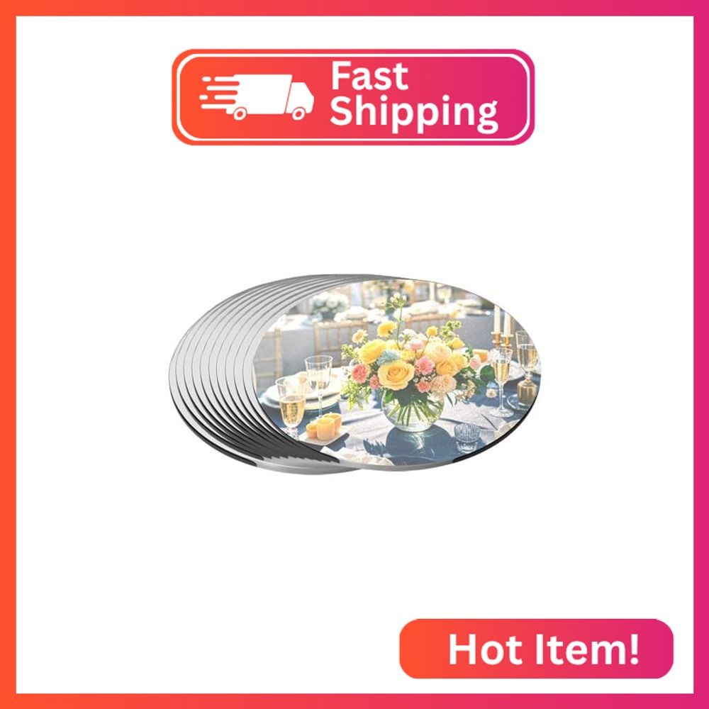 10 Pack Round Mirror Centerpieces for Tables Decorations, 6″ Acrylic Circle Mirr
