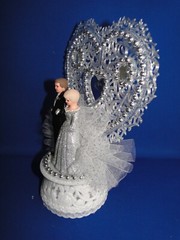 New 25th Wedding Anniversary Heart decor caketop with Bride & Groom in Silver #3