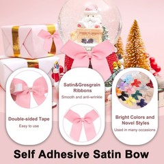 12Pcs Mini Grosgrain Ribbon Bow 2″ Self Adhesive Flower Bows Dark Pink