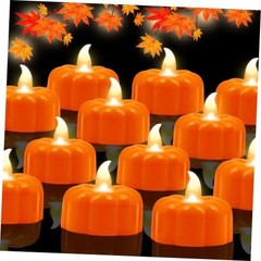 Fall Decorations for Home Pumpkin Tea Lights,12 Pack LED Orange Pumpkin Lights