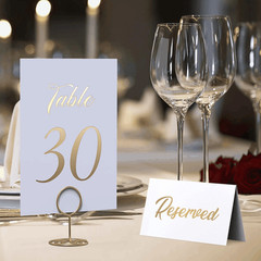 Gold Table Numbers 1 30 for Wedding Reception Gold Foil Table Number Cards
