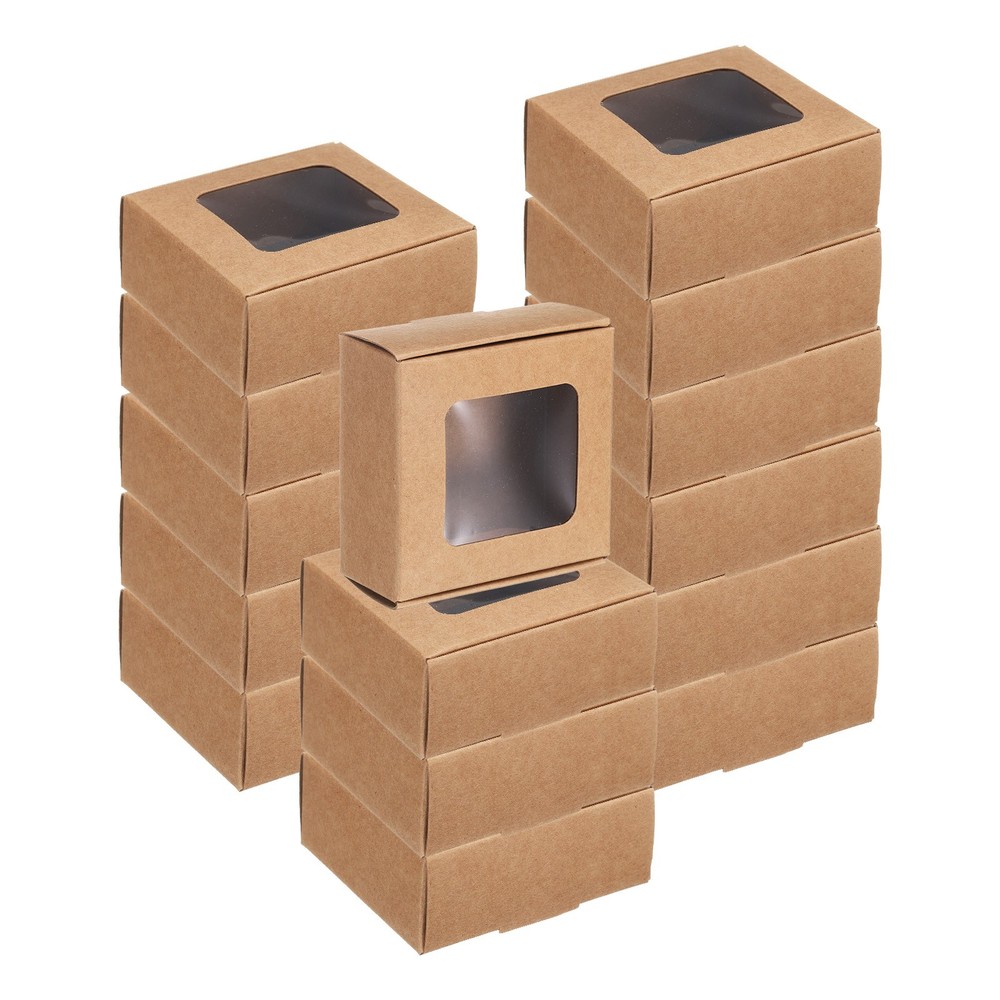 16Pcs Kraft Soap Boxes 2.8″ x 2.8″ x 1.2″ Mini Kraft Treat Boxes Light Brown