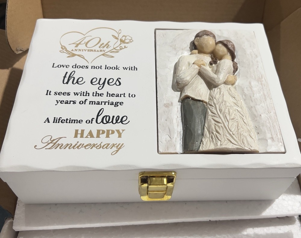Nowizen 40th Wedding Anniversary Keepsake Box w/ 4×6 Photo Frame