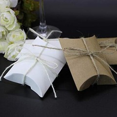 50Pcs Small Kraft Paper Pillow Gift Boxes w/ Twine for Jewelry Candy Party Favor