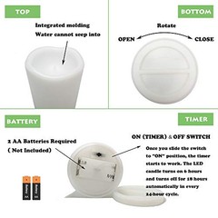 Waterproof Outdoor Flameless Pillar Candles with Timer White-3″x4″-Timed-2 Pack