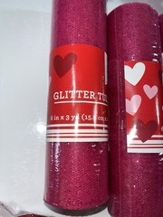Lot of 12- Glitter Tulle 6X3 Yards Fuchsia. Glitter Foam Hearts Lip Love & More
