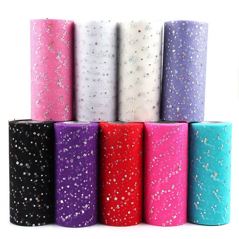 6″ Sequin Glitter Tutu Tulle Rolls Fabric Bridal Crafts Wedding Decor DIY Dress