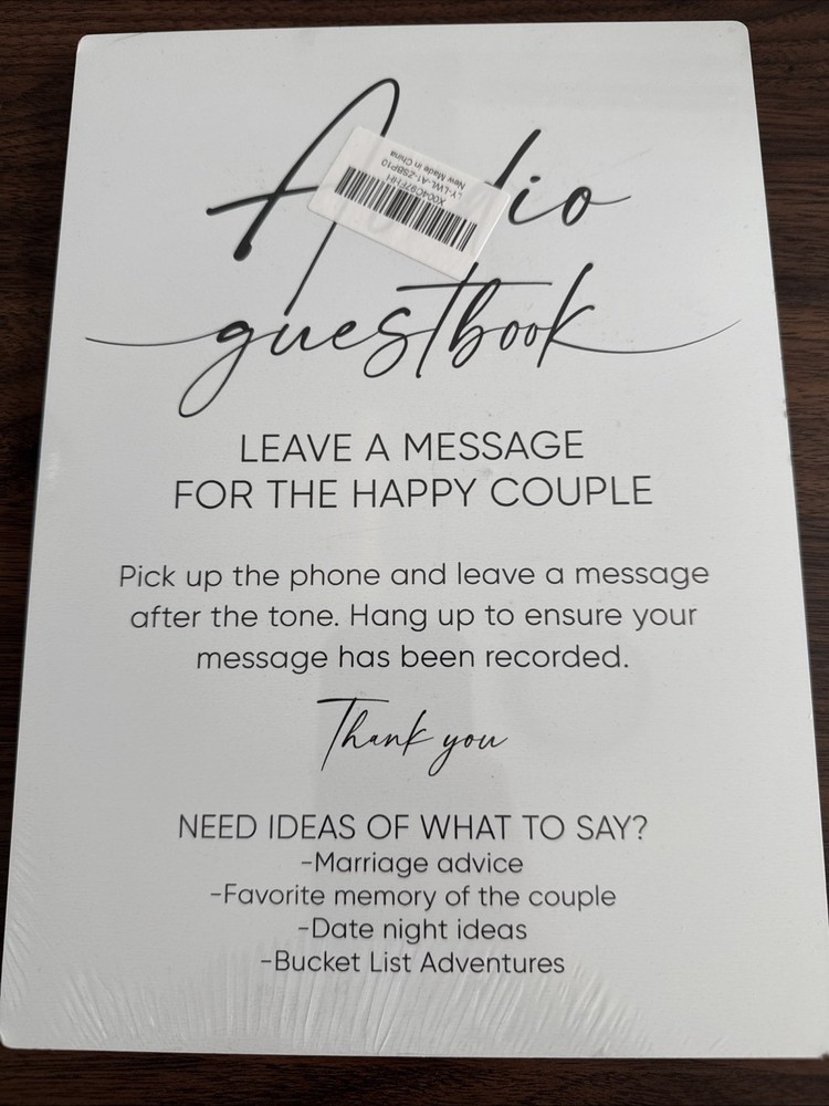 Audio Guest Book Sign – Audio Phone Guestbook Wooden 5x7inches Audio White