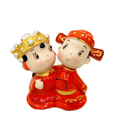 Chinese Couple Figurine Style Resin Bride And Groom Wedding Cake Topper Decors