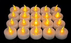 LED Tea Lights, Set of 24 Flameless Flickering Tealight Amber Yellow 24pcs