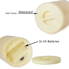Waterproof Outdoor Battery Operated Flameless Candles Dark Ivory, 3″x4″,5″,6″