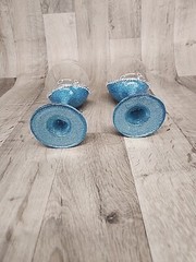 Glitter Wine Glasses w/ Sequins – Wedding Party Bridal Shower Anniversary – Blue