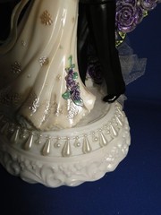 New Elegant Wedding Dancing Couple Caketop, purple rose ornate back #373