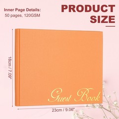 Elegant Guestbook, 9″x7″ Offset Paper Wedding Guest Book, Orange Red