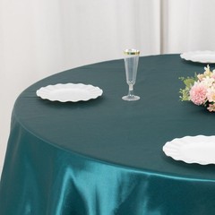 Balsa Circle Peacock Teal Satin Round Tablecloth 132″ (Round),