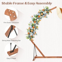7 FT Heptagon Wedding Arch Wooden Arbor Backdrop Stand w/Triangular-Shaped Base