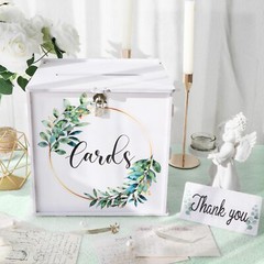 PVC Wedding Card Box with Lock White Money Gift Box for Reception Decorations