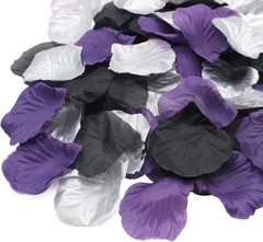 900PCS Dark Purple Black Silver Silk Rose Petals