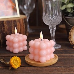 2 Flameless 2 in Warm White LED Light Bubble Cube CANDLES Centerpieces Events