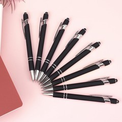 Bribobo 8 Pack Black Ballpoint Pen 2-in-1 Stylus – Retractable Metal Pen With…