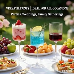 24 Pack 9oz Clear Ribbed Plastic Stemmed Wine 24PCS Clear Ribbed Wine Cups