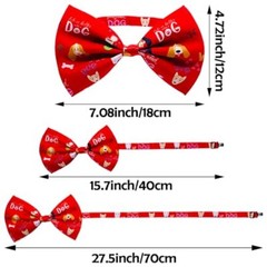4PCS Big Dog Bow Ties 7x5Inch Black Red Blue Pink Adjustable Collar Paw Bone