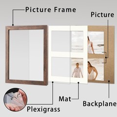 8×10 Picture Frame Brown Display 4×6 Double Photos Horizontal and Vertical Fo…