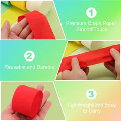 3Roll 1.8″x72FT Crepe Paper Streamers Decorations Bright Purple/Purple/Silver