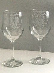 Western Wedding Wine Toasting Set, Etched Cowboy and Cowgirl Lassoed