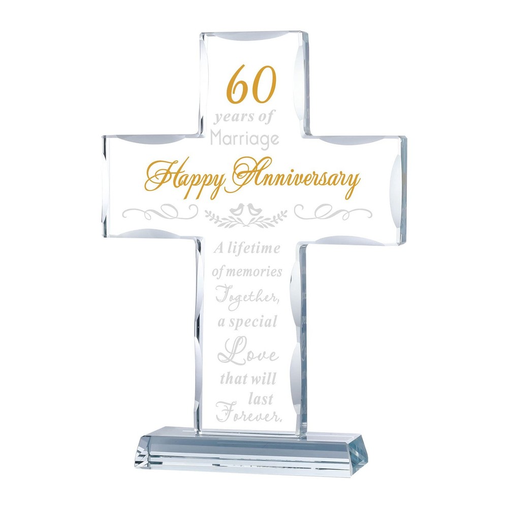 YWHL 60th Anniversary Cross Gifts for Couple Parents, 60 7.7″L x 5.4″W, Clear