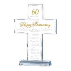 YWHL 60th Anniversary Cross Gifts for Couple Parents, 60 7.7″L x 5.4″W, Clear