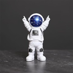 White Astronaut Statues Set of Spaceman Sculpture Figurines Outer Space 4 Blue