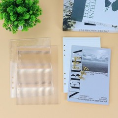 MultiBey A5 Binder 6-Ring Clear Stripe Acrylic Notebook Cover, Gold Metal Rou…