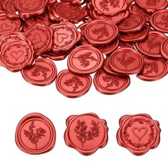 3 Styles Wax Seal Stickers, 60 Pack Embossed Adhesive Sticker, Gold Red