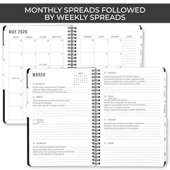 Durable 2026 Daily Planner – 7″ x 10″ Daily Planner with Weekly & Monthly Black
