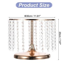 Metal Cake Stand with Crystal Pendants for Wedding Birthday Gold 12 x 7Inch