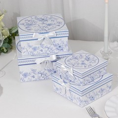 BLUE 4 Nesting Gift Boxes with Lids Party Supplies Wedding Decorations