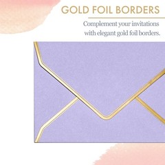 Invitation Envelopes, 60-Pack 4×6 Envelopes for Invitations, Gold Foil Border…