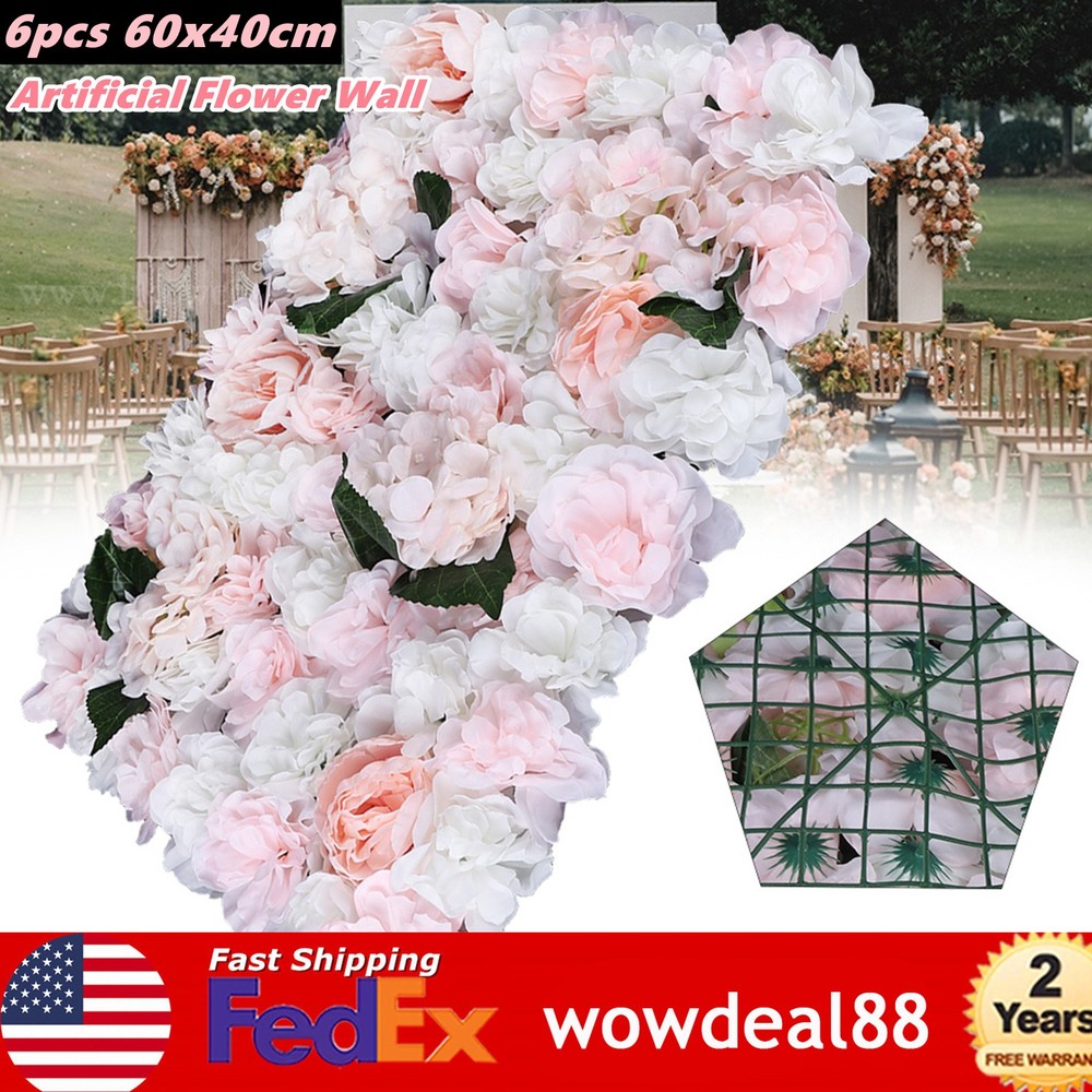 6x Silk Artificial Flower Wall Panel Wall Hanging Wedding Venue Decor 40x60cm US