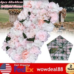 6x Silk Artificial Flower Wall Panel Wall Hanging Wedding Venue Decor 40x60cm US