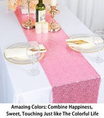 12×108-Inch Sequin Table Runner 1 Piece 12×108″ Pink Gold