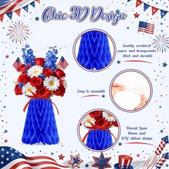 9 Pcs Patriotic Table Decorations 4th of July Honeycomb Centerpieces Red White